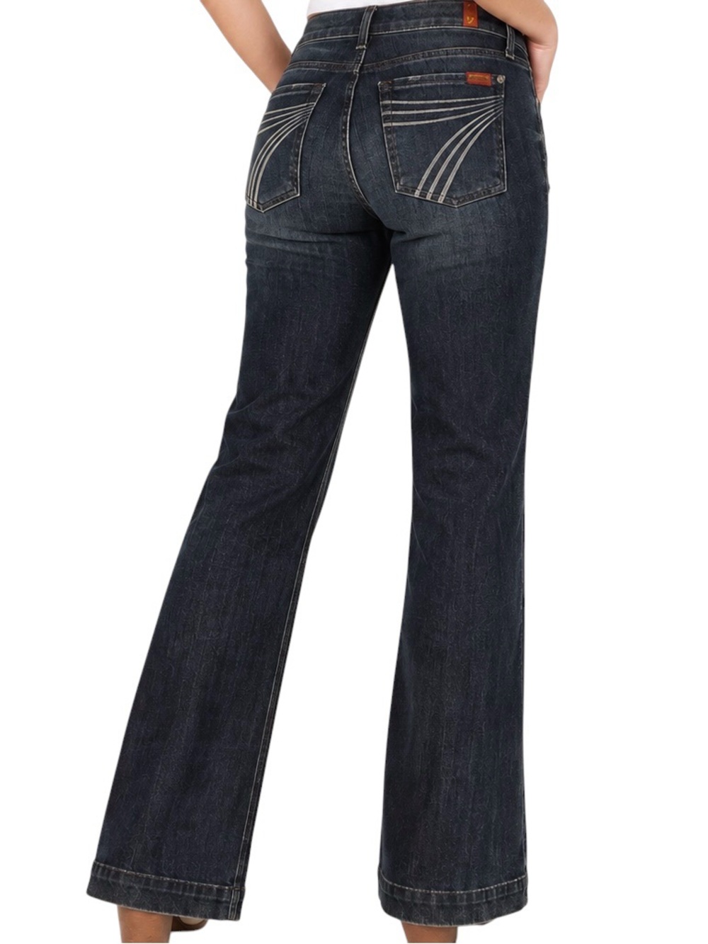 7 For All Mankind Vintage Y2K Dojo Flare Jeans Dark Wash 32 Long Tall Inseam